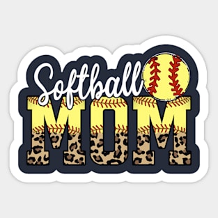 Softball Mom Leopard Print Proud Mother's day Gift Sticker